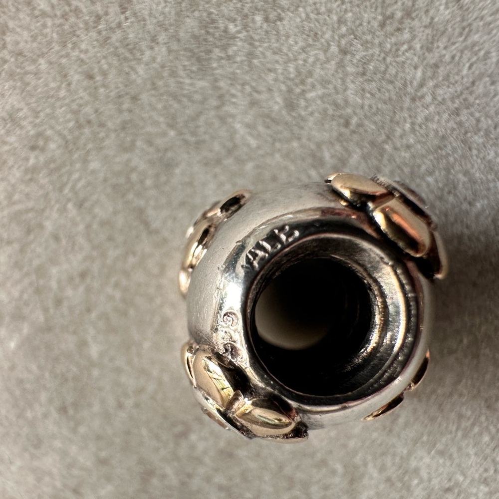 Pandora Silver and Gold Bracelet Charm with Floral Design - Picture 6 of 8
